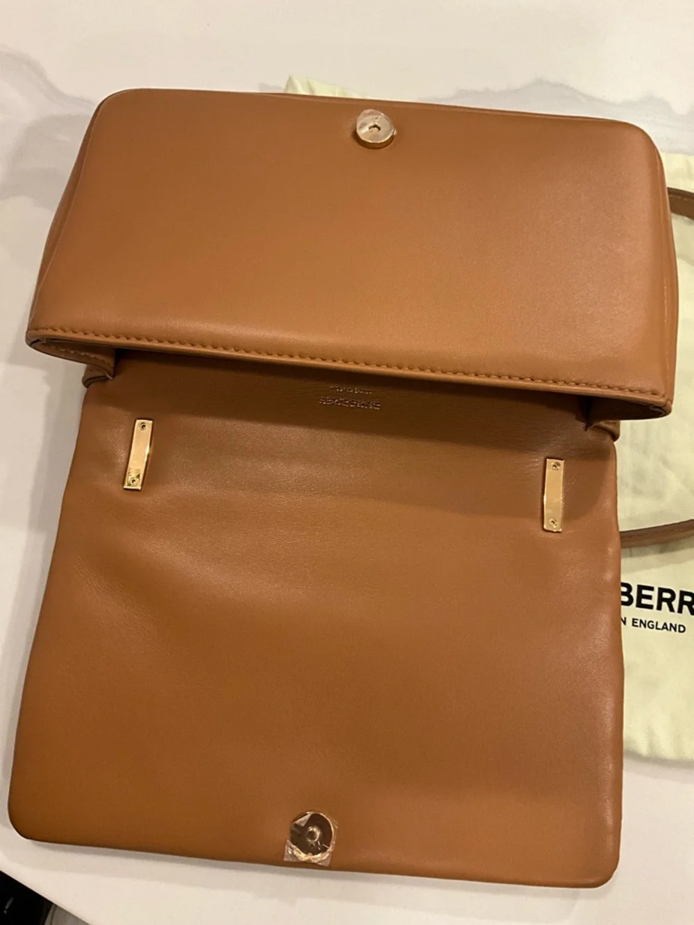 Burberry Small Lola Quilted Leather Bag Maple Brown Gold Chain NWT - Picture 14 of 15